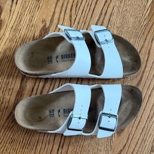 Birkenstock -size 40- White Two-Strap Arizona Sandals